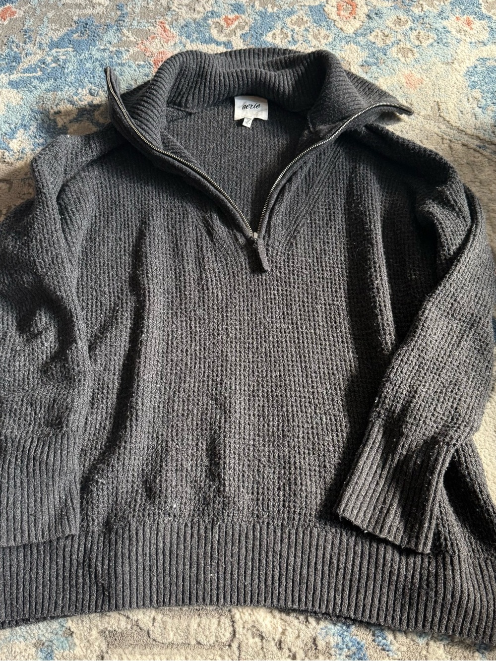 Aerie Charcoal Zip-Up Knit Sweater